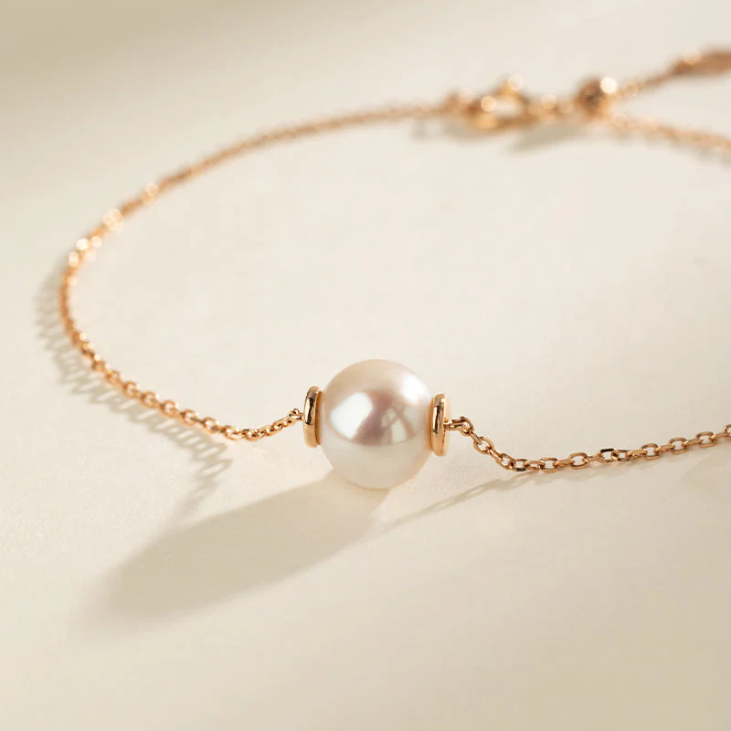Akoya Pearl 18K Gold Red Heart Bracelet - Image 3