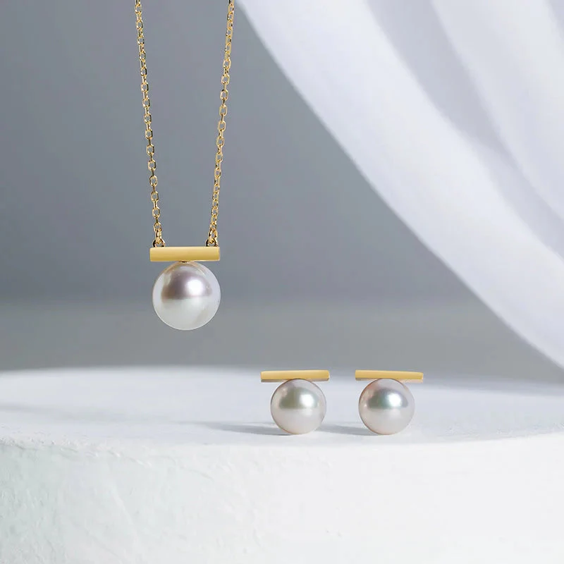 Akoya Pearl 18K Gold Whole Rest Note Necklace - Image 3