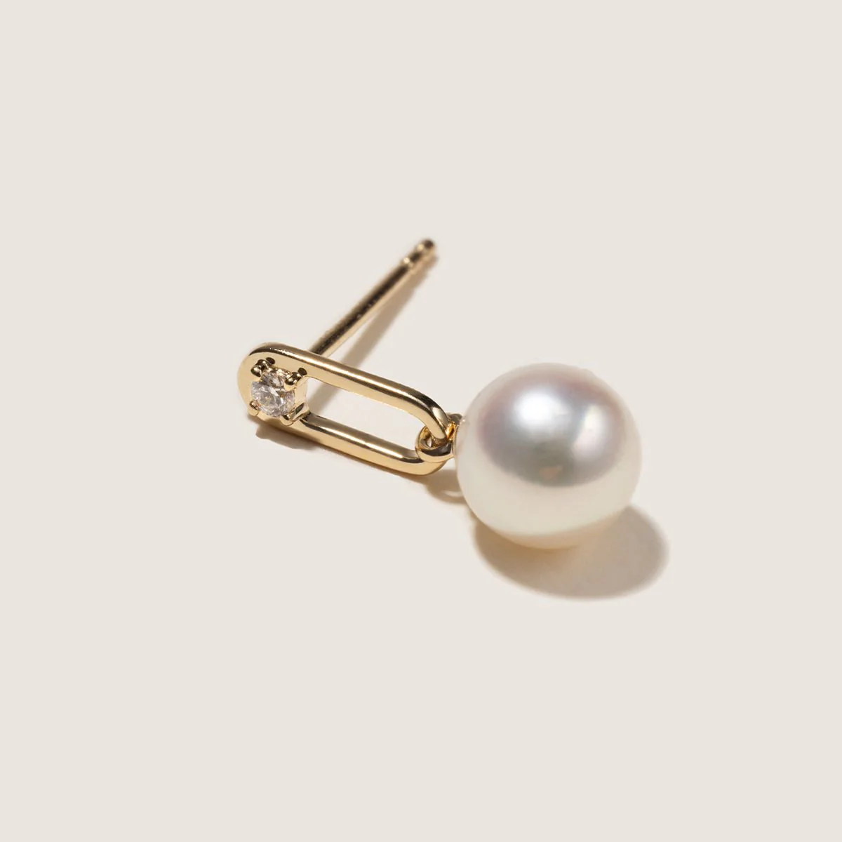 Akoya Pearl 9K Gold Lab-Grown Diamonds Annular Drop Earrings - Image 3