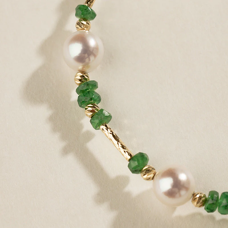 Akoya Pearl Tsavorite Baby's Breath Bracelet - Image 6