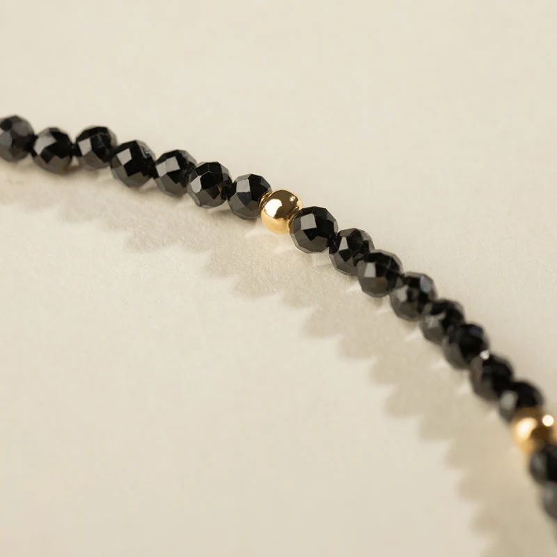 Akoya Saltwater Pearl 18K Gold Black Spinel Smile Bracelet - Image 4