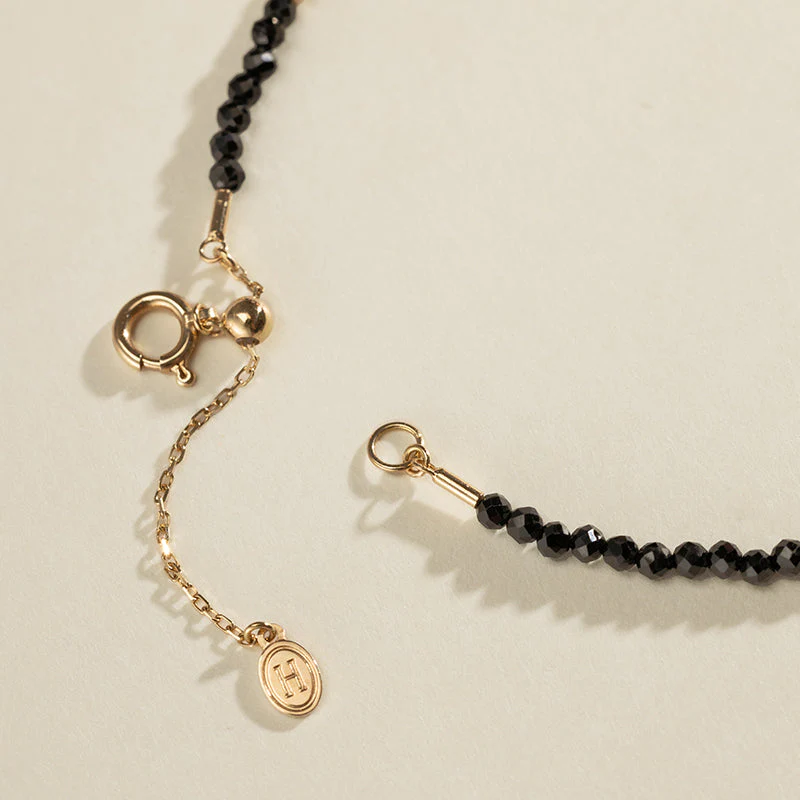 Akoya Saltwater Pearl 18K Gold Black Spinel Smile Bracelet - Image 7