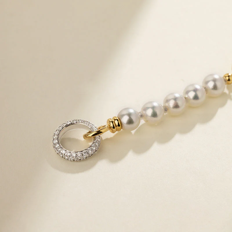 Akoya Saltwater Pearl 18K Gold Diamond Infinity Potential Bracelet - Image 3