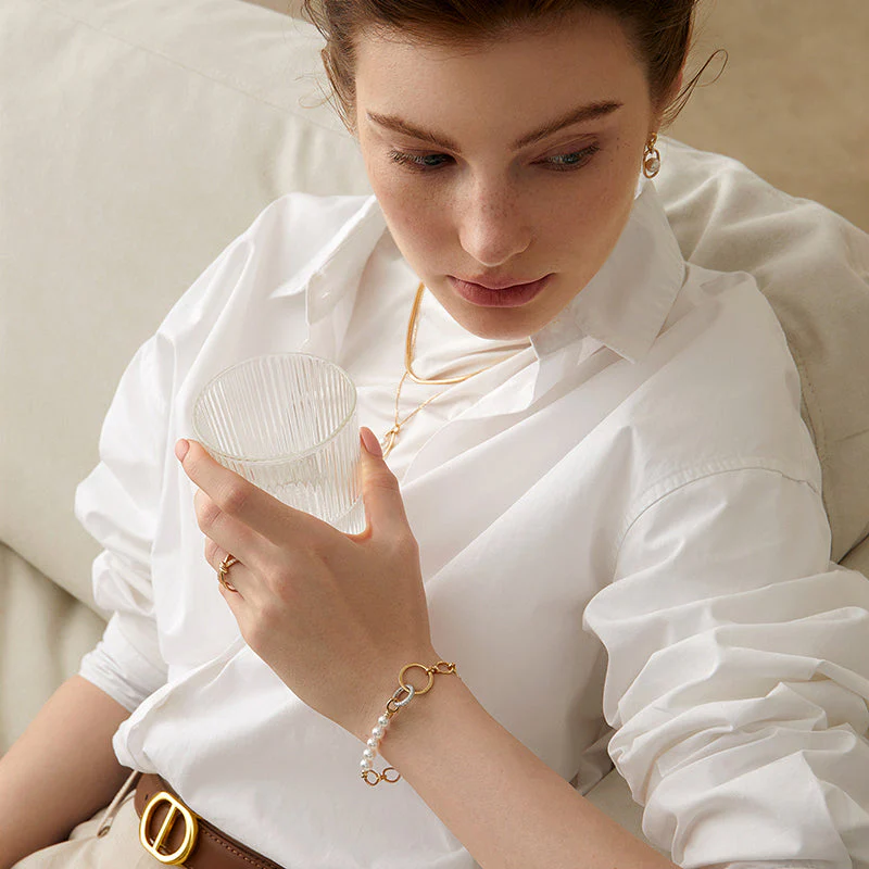 Akoya Saltwater Pearl 18K Gold Diamond Infinity Potential Bracelet - Image 7