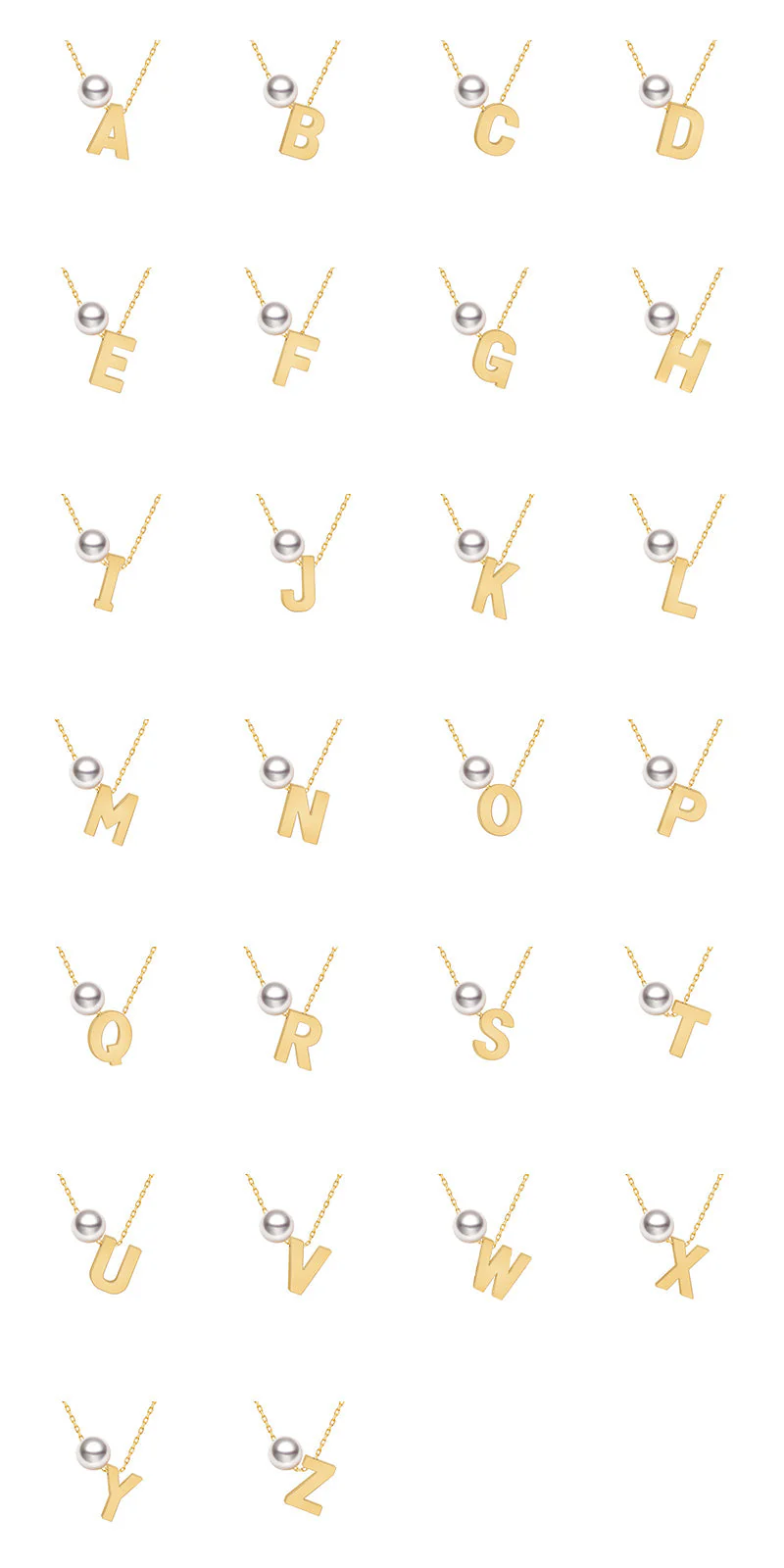 Akoya Saltwater Pearl 18K Gold Hanging Custom Initials Necklace - Image 10