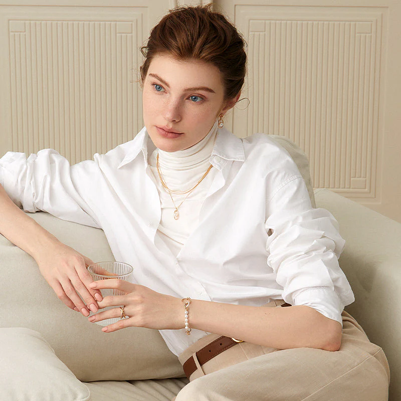 Akoya Saltwater Pearl 18K Gold Hoop Chain Adjustable Interlocking Earrings - Image 15