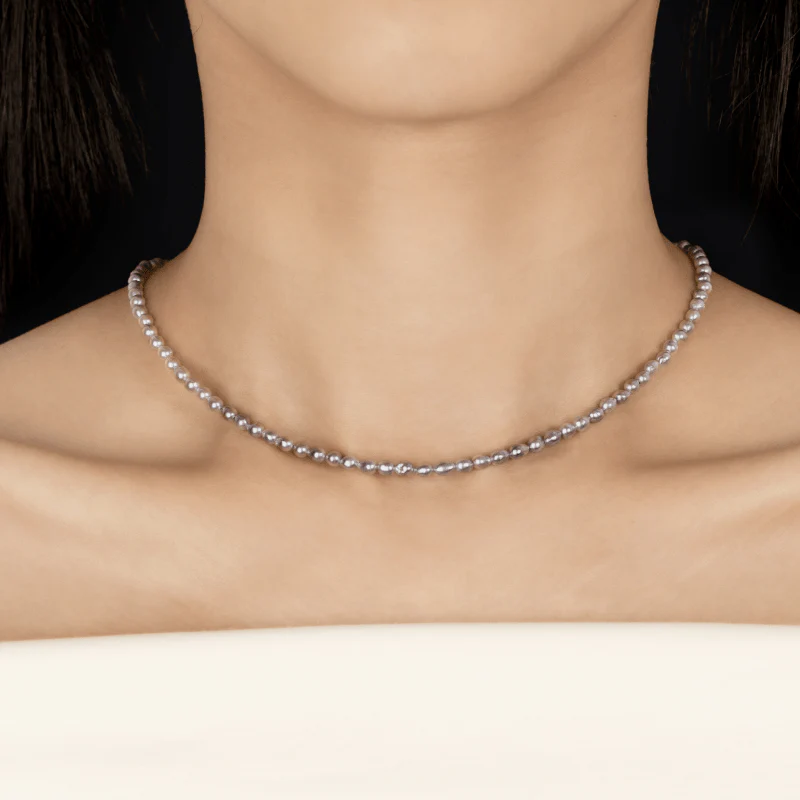 Akoya Silver Blue Baroque Pearl 18K Gold Tide Gradient Strand Necklace - Image 3
