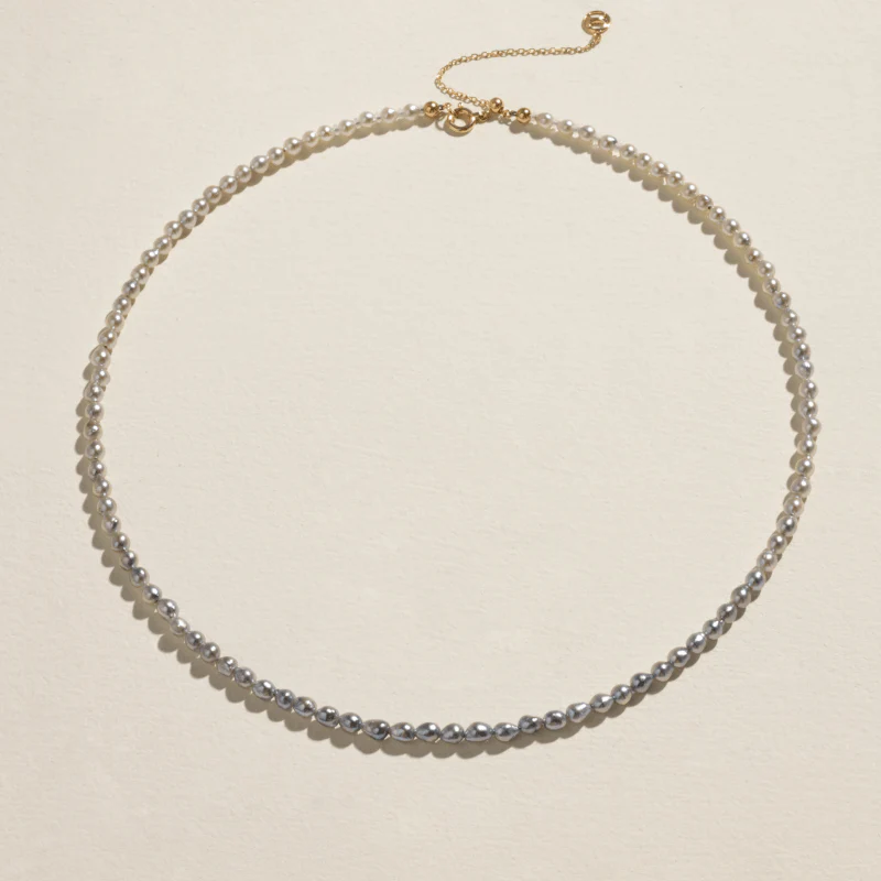 Akoya Silver Blue Baroque Pearl 18K Gold Tide Gradient Strand Necklace - Image 4