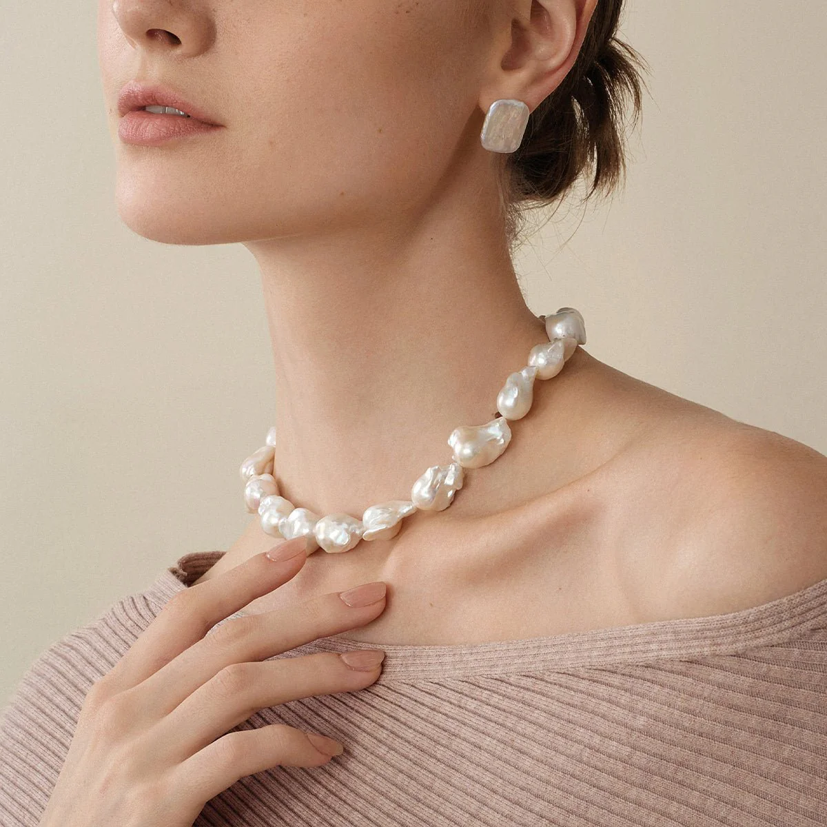Aurora Freshwater Baroque Pearl 925 Silver Empress Strand Necklace - Image 11