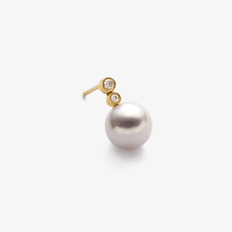 Akoya Pearl 18K Gold Double Diamond Elegant Earrings - Image 6