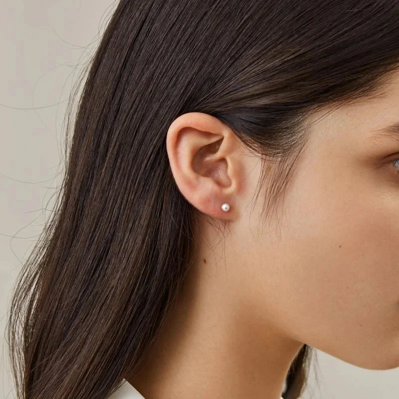 18K Gold Petite Bulb Stud Earrings - Image 2