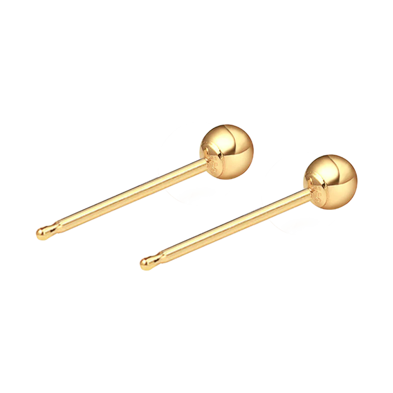 18K Gold Petite Bulb Stud Earrings - Image 3