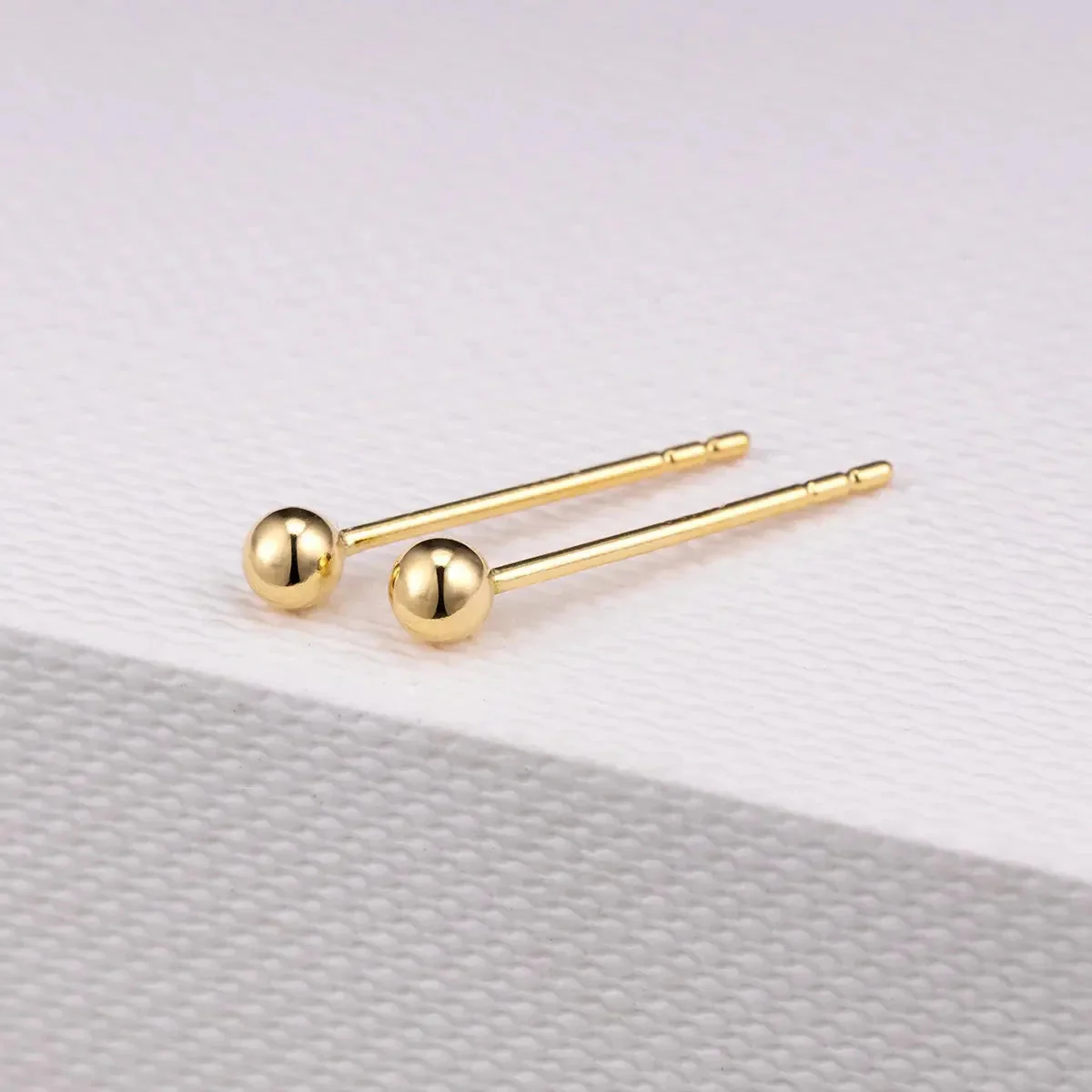 18K Gold Petite Bulb Stud Earrings - Image 4