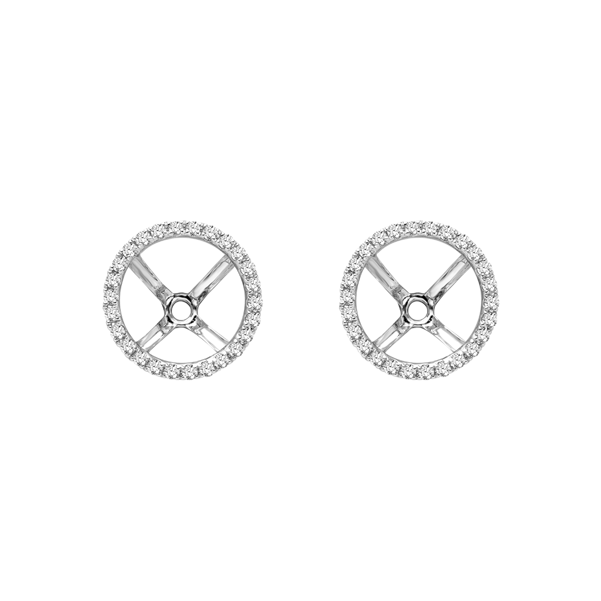 18K Gold Diamond Butterfly Circle Modular Stud Earrings - Image 7