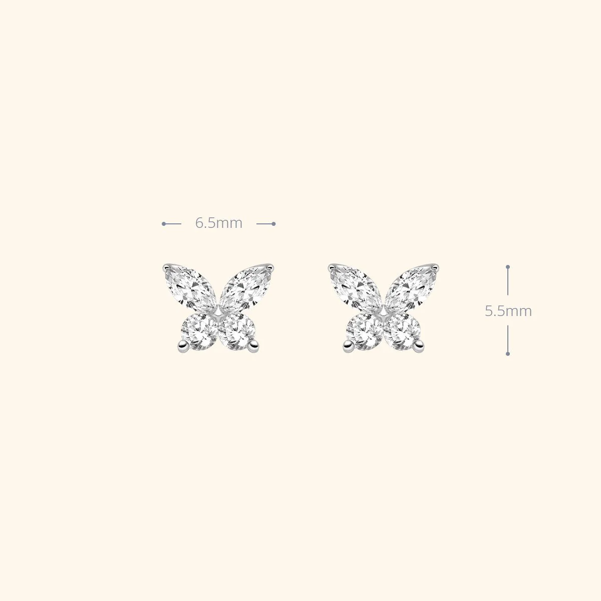 18K Gold Diamond Butterfly Circle Modular Stud Earrings - Image 9