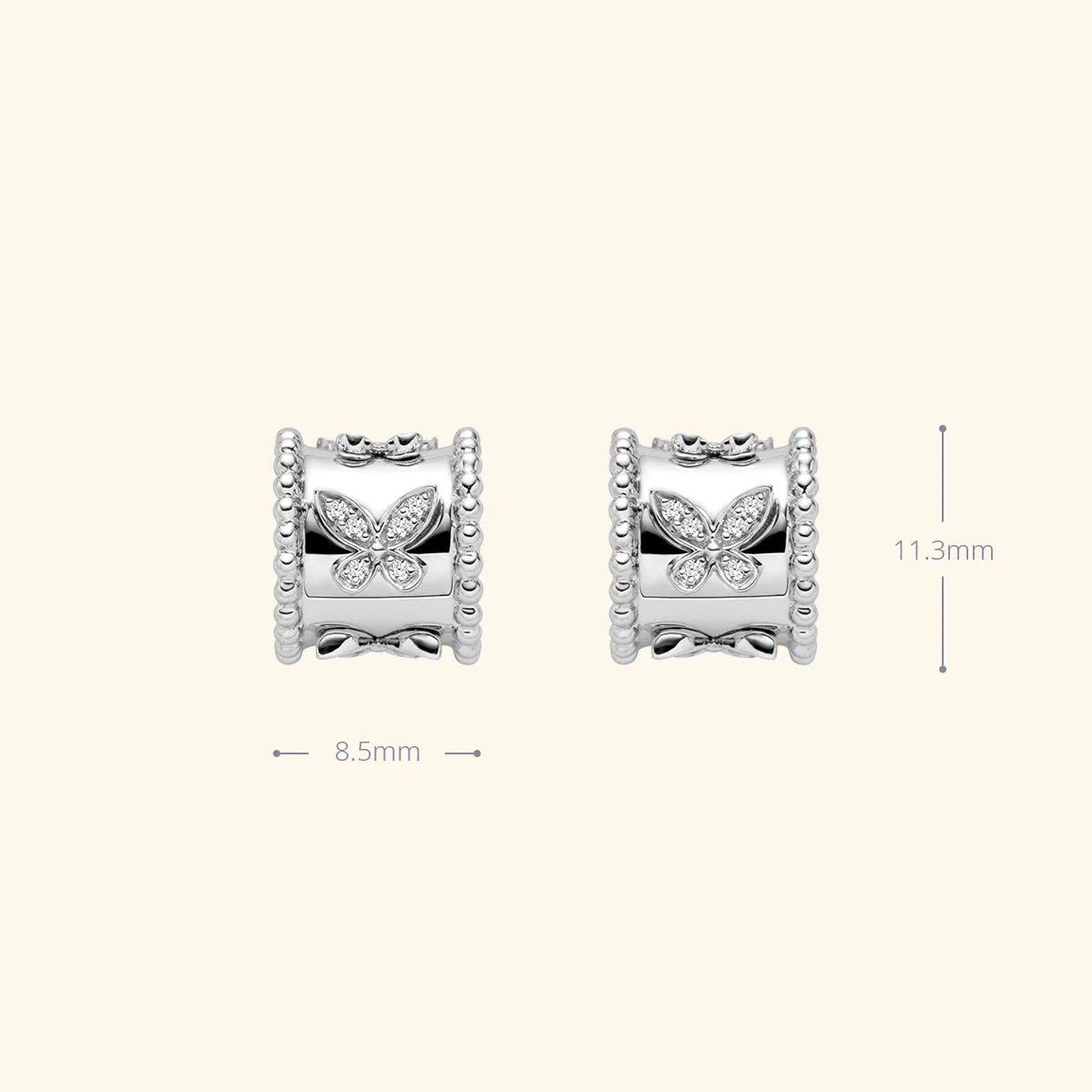 18K Gold Diamond Kaleidoscope Butterfly Stud Earrings - Image 7