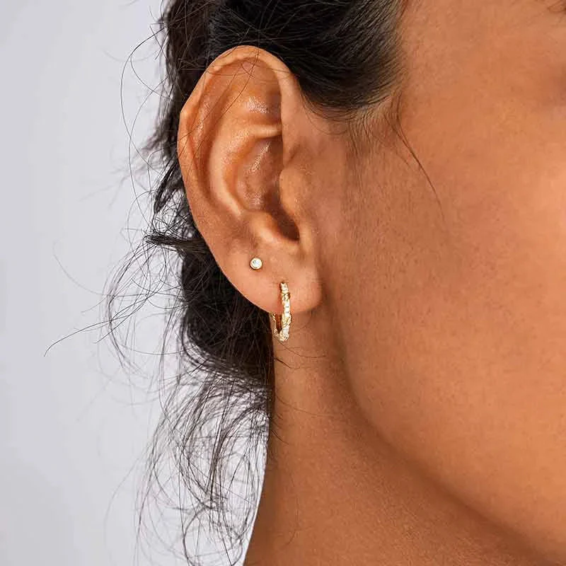 18K Gold Petite Delicate Diamond Stud Earrings - Image 4