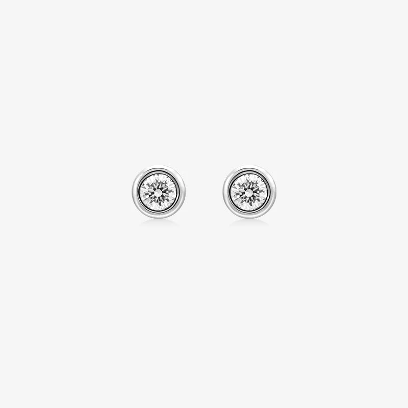 18K Gold Petite Delicate Diamond Stud Earrings - Image 5