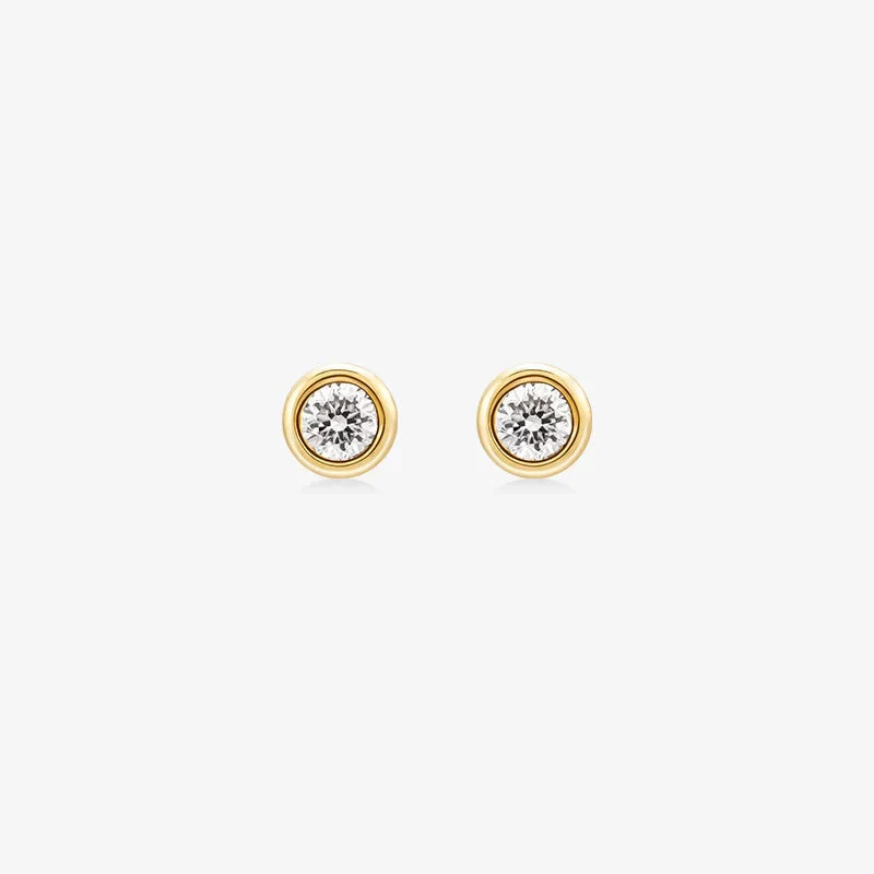 18K Gold Petite Delicate Diamond Stud Earrings - Image 6