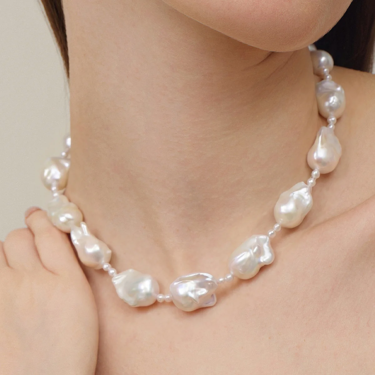 Freshwater Baroque Pearl 925 Sterling Silver Embellished Mini Pearl Necklace - Image 4