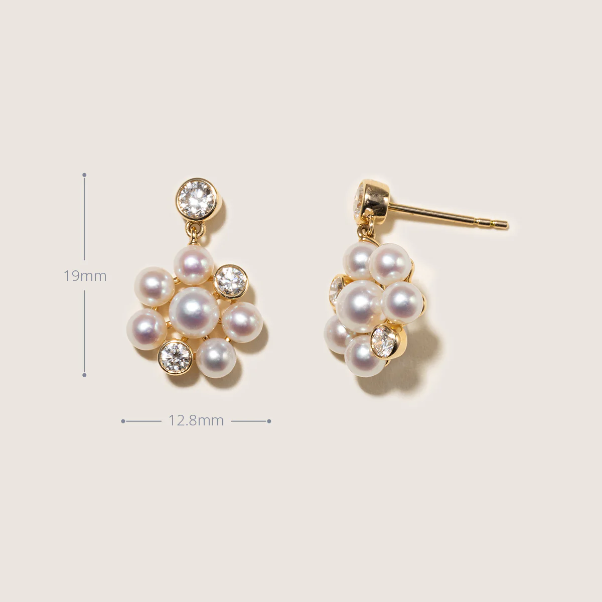 Freshwater Pearl 10K Gold Lab-Grown Diamond Dandelion Drop Earrings - Image 7