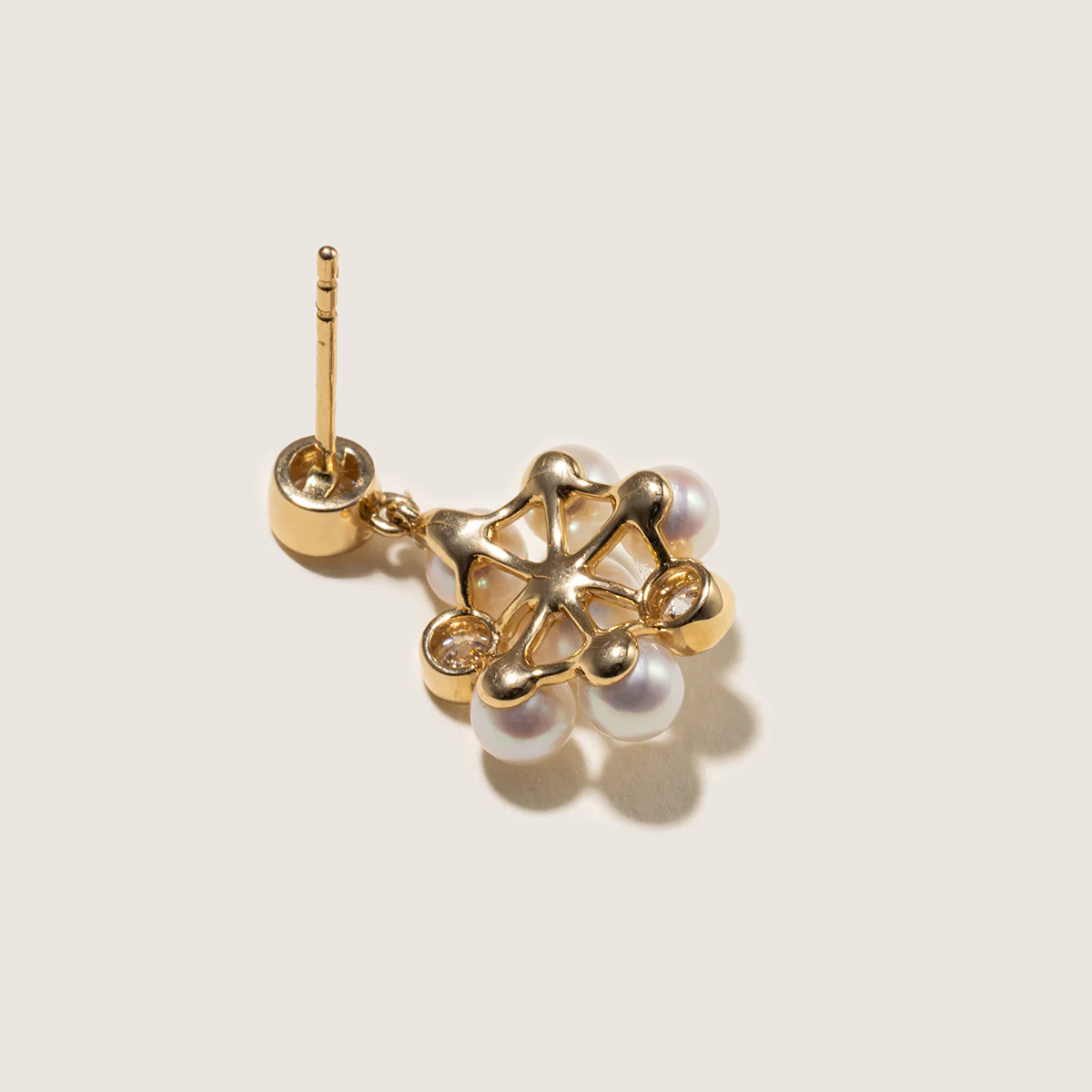 Freshwater Pearl 10K Gold Lab-Grown Diamond Dandelion Drop Earrings - Image 9