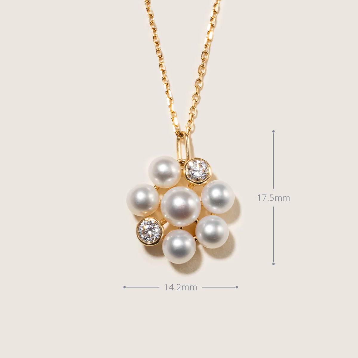 Freshwater Pearl 10K Gold Lab-Grown Diamond Dandelion Pendant Necklace - Image 7