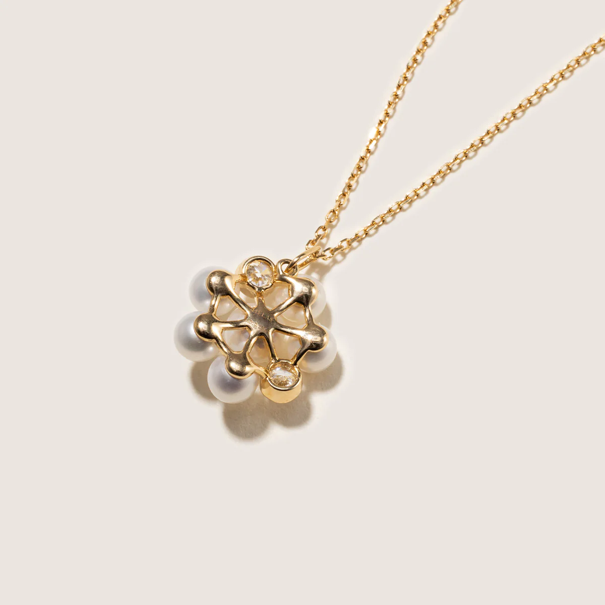 Freshwater Pearl 10K Gold Lab-Grown Diamond Dandelion Pendant Necklace - Image 9