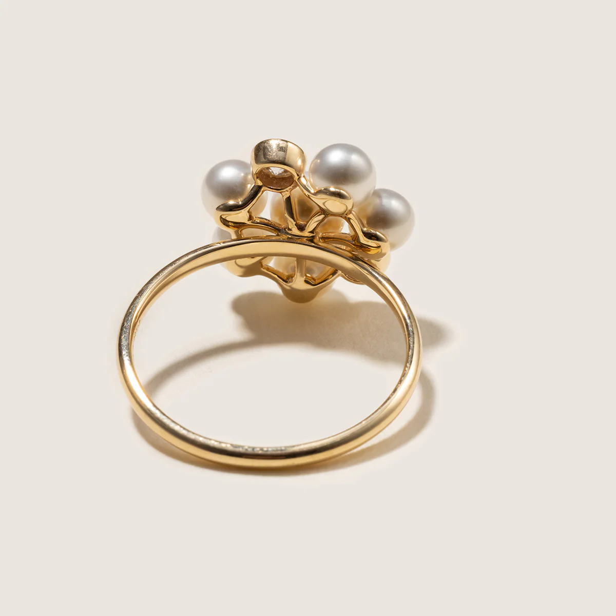 Freshwater Pearl 10K Gold Lab-Grown Diamond Dandelion Ring - Image 10