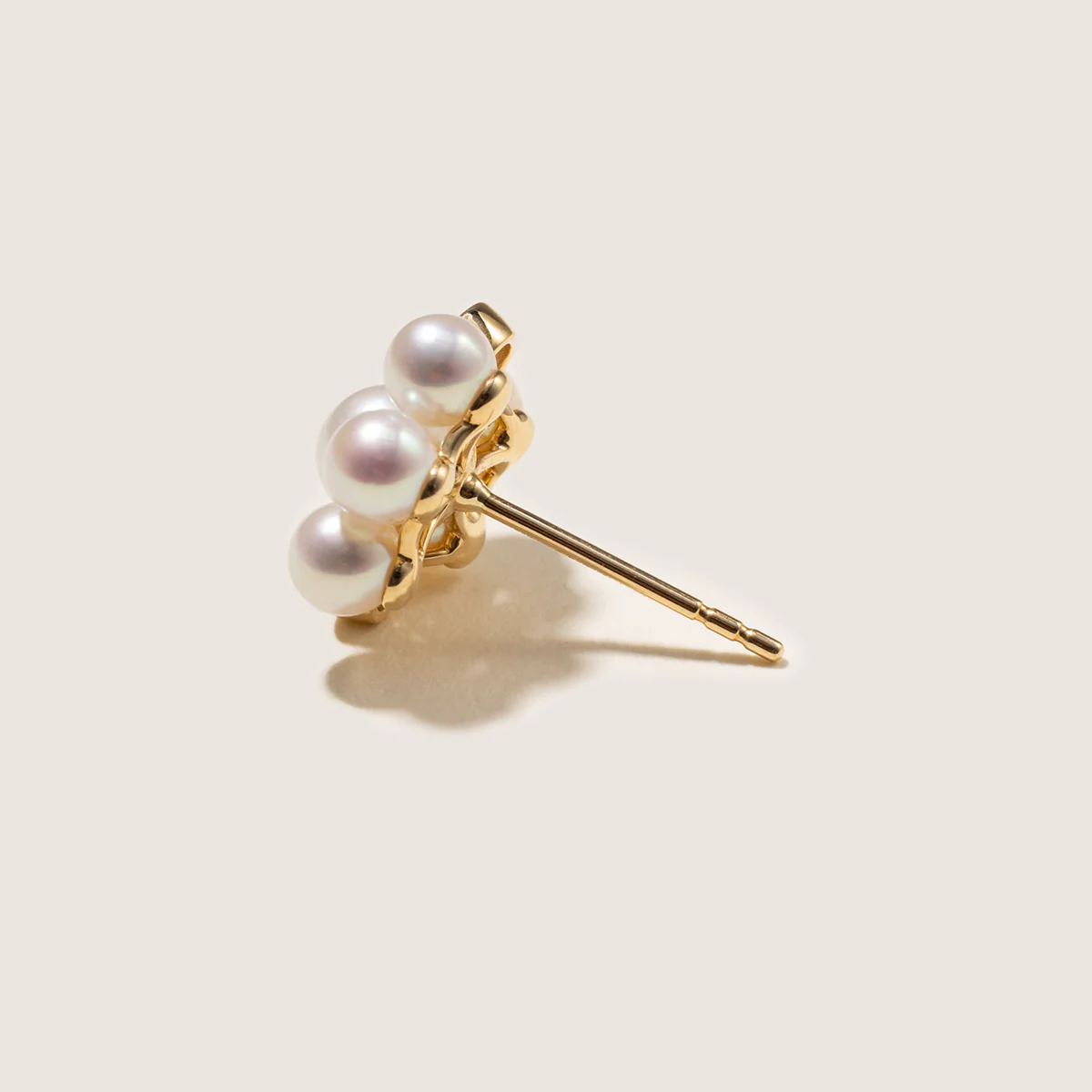 Freshwater Pearl 10K Gold Lab-Grown Diamond Dandelion Stud Earrings - Image 10
