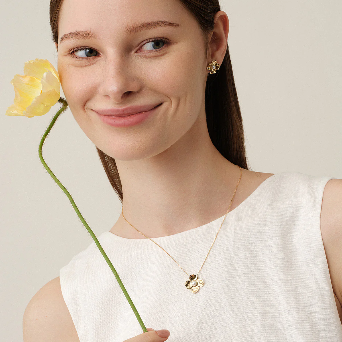Freshwater Pearl 10K Gold Wild Bloom Pendant Necklace - Image 4