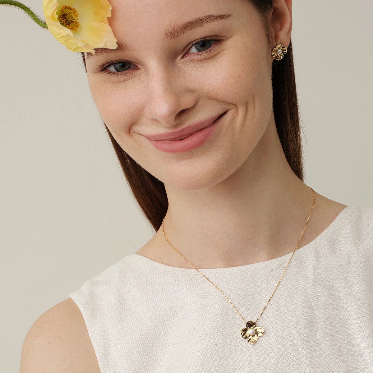 Freshwater Pearl 10K Gold Wild Bloom Pendant Necklace - Image 8