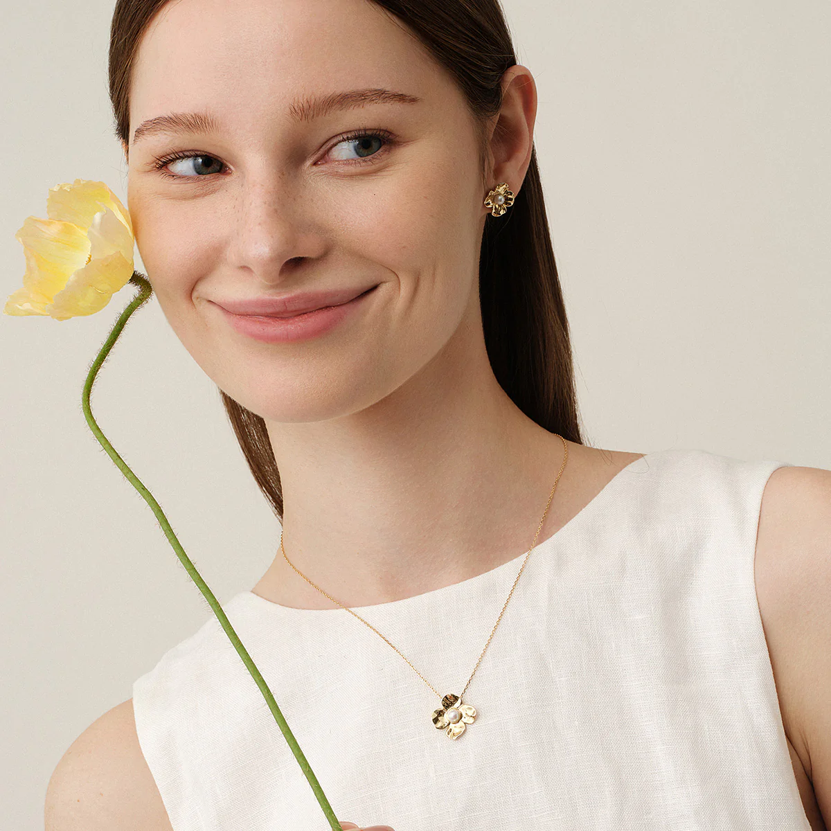Freshwater Pearl 10K Gold Wild Bloom Stud Earrings - Image 8