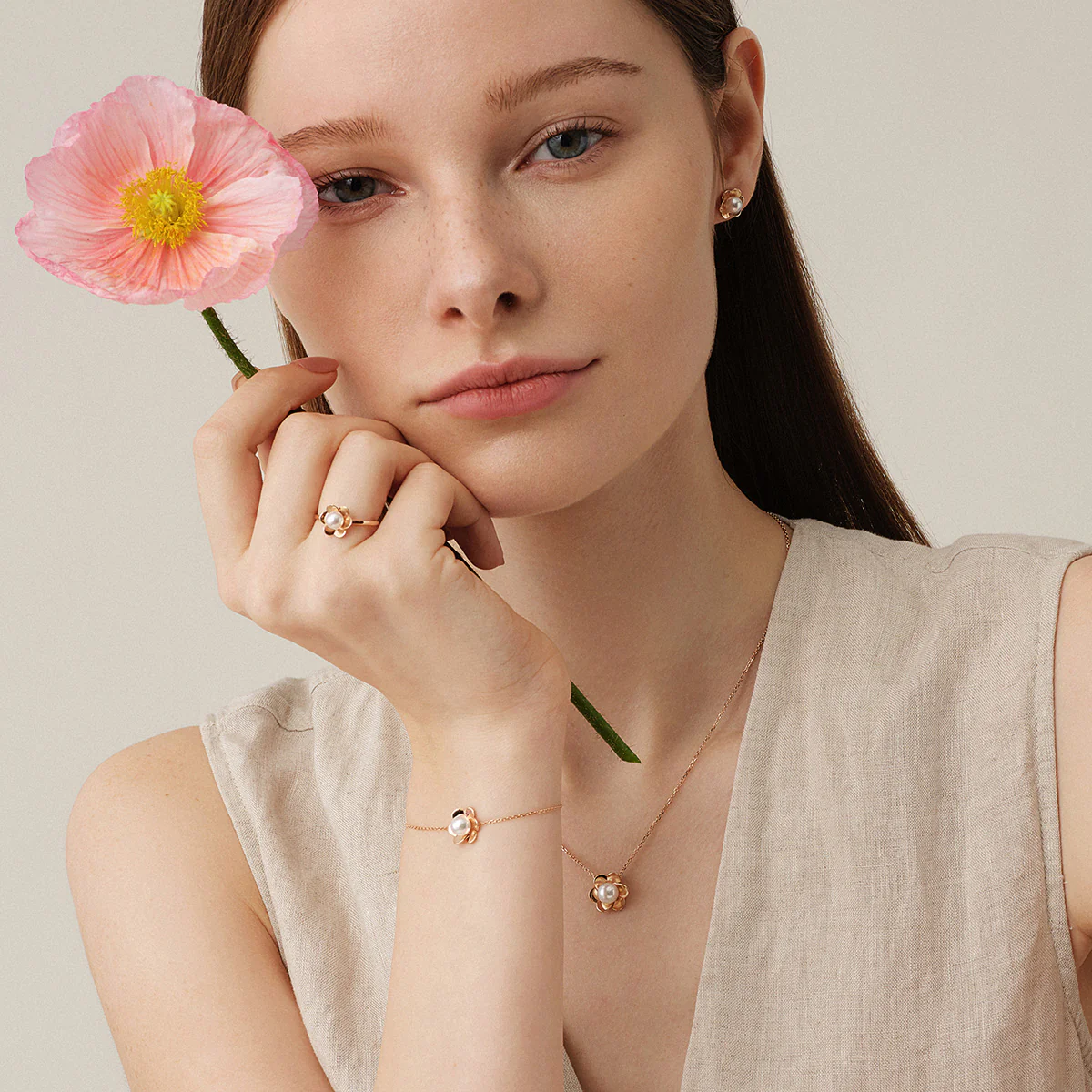 Freshwater Pearl 10K Rose Gold Bloom Dew Ring - Image 7