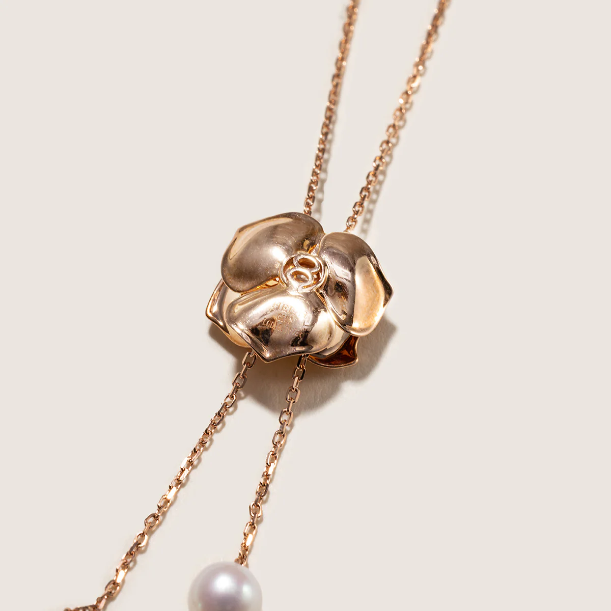 Freshwater Pearl 10K Rose Gold Lab-Grown Diamond Dewdrop Rose Necklace - Image 5