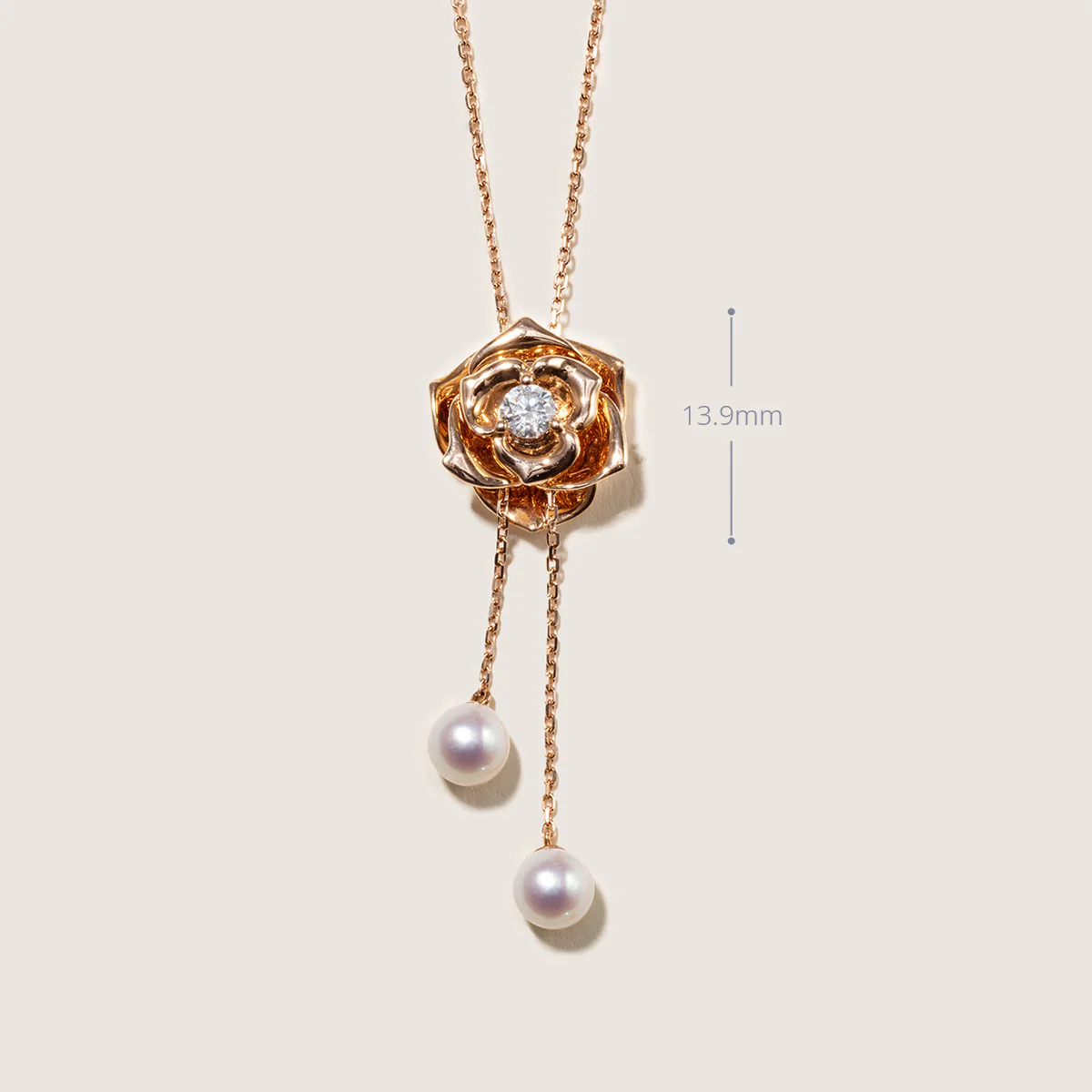 Freshwater Pearl 10K Rose Gold Lab-Grown Diamond Dewdrop Rose Necklace - Image 7