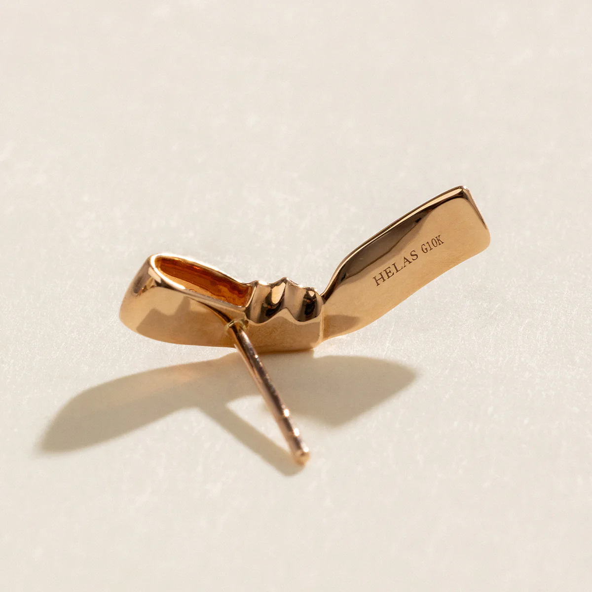 10K Rose Gold Ribbon Design Stud Earrings - Image 6
