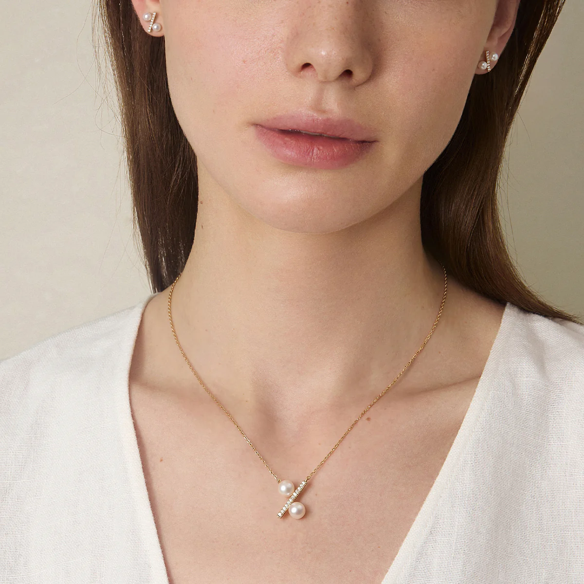 Freshwater Pearl 10K Yellow Gold Diamond Percentage Necklace - Image 4