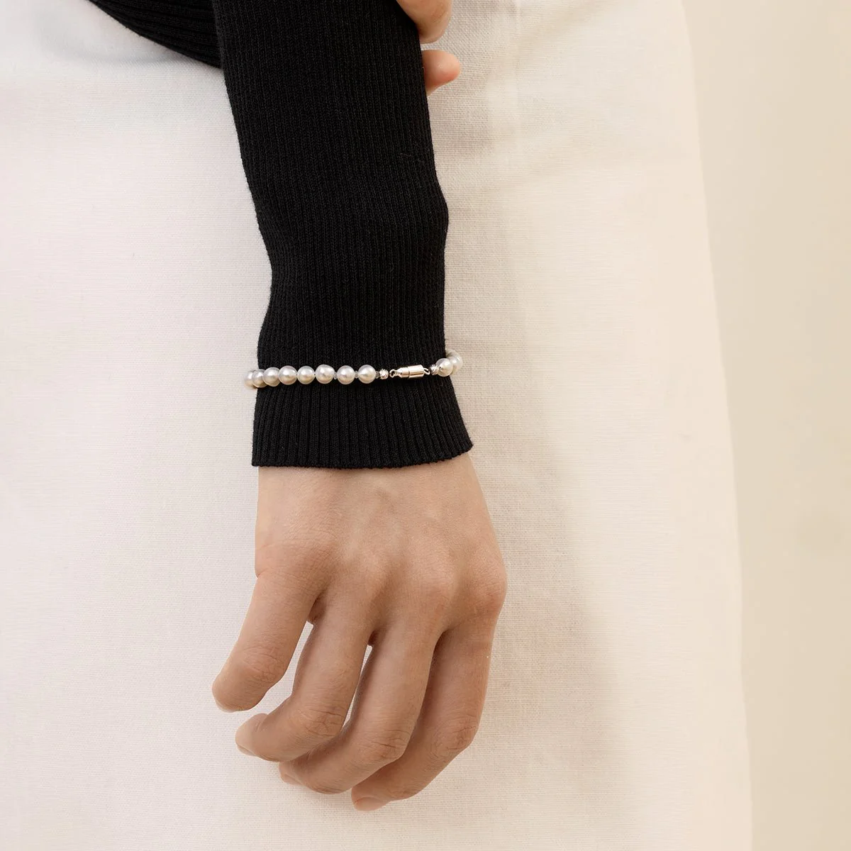 Freshwater Pearl 925 Silver Magnetic Clasp Snap Strand Bracelet - Image 7
