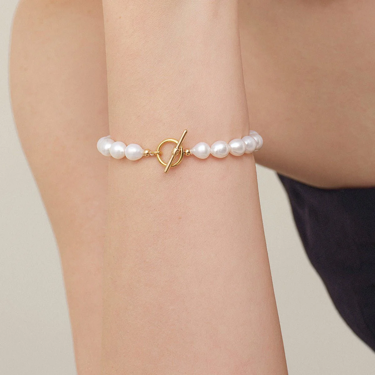 Freshwater Pearl 925 Silver Toggle Clasp Organic Ellipse Bracelet - Image 10