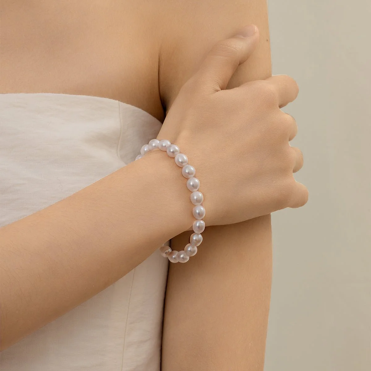 Freshwater Pearl 925 Silver Toggle Clasp Organic Ellipse Bracelet - Image 3