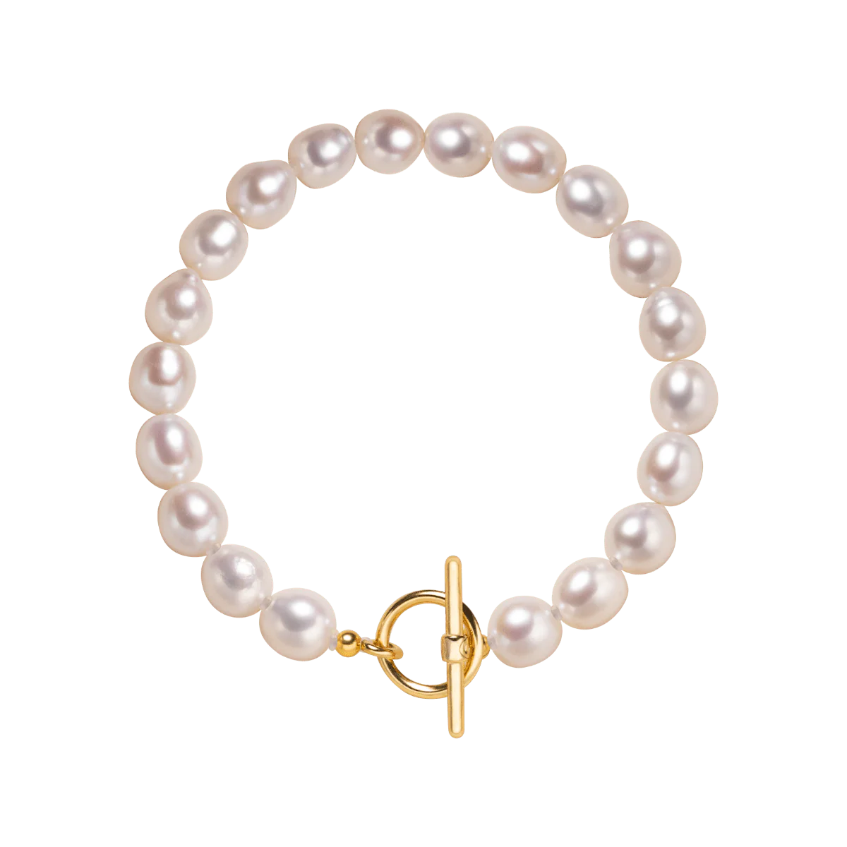 Freshwater Pearl 925 Silver Toggle Clasp Organic Ellipse Bracelet - Image 4