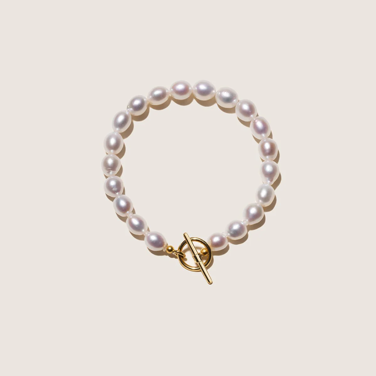 Freshwater Pearl 925 Silver Toggle Clasp Organic Ellipse Bracelet - Image 9