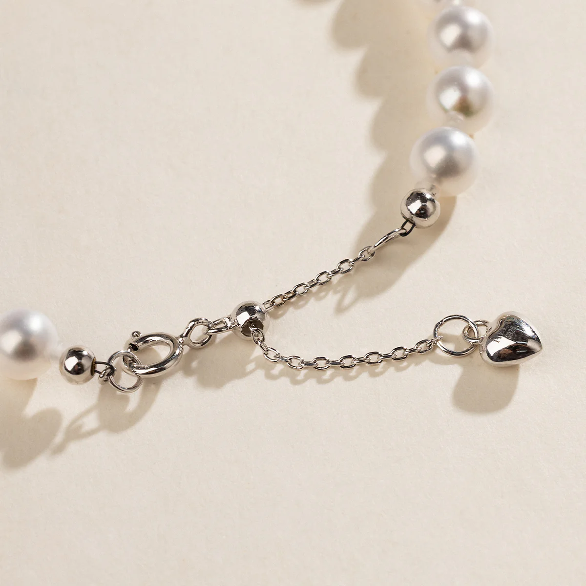 Freshwater Pearl 925 Sterling Silver Heart Clasp Bracelet - Image 4
