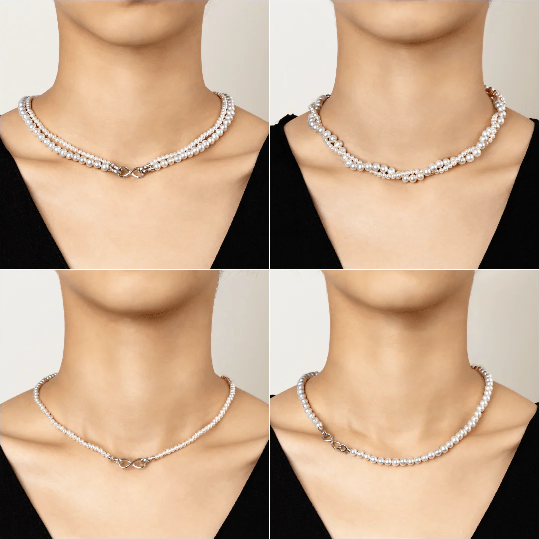 Freshwater Pearl & 925 Sterling Silver Removable Double-Strand Necklace - Image 11