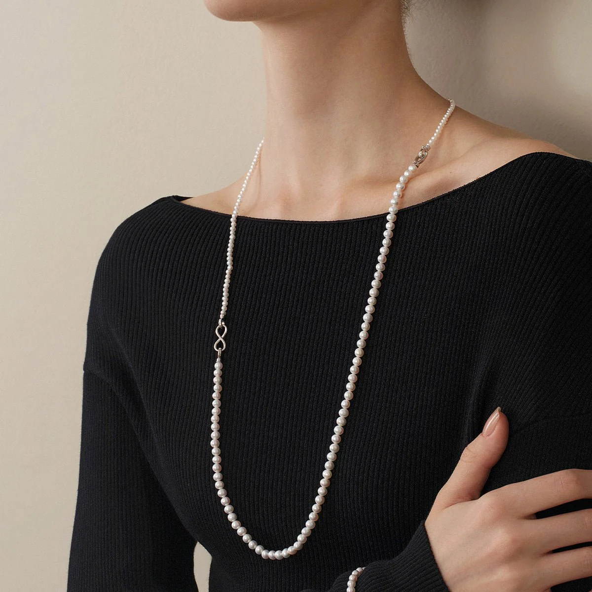 Freshwater Pearl & 925 Sterling Silver Removable Double-Strand Necklace - Image 6