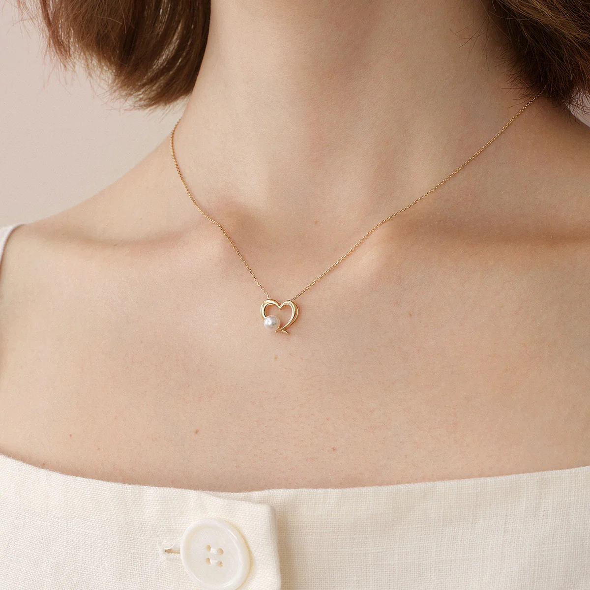 Freshwater Pearl 9K Gold Heart Romance Pendant Necklace - Image 4