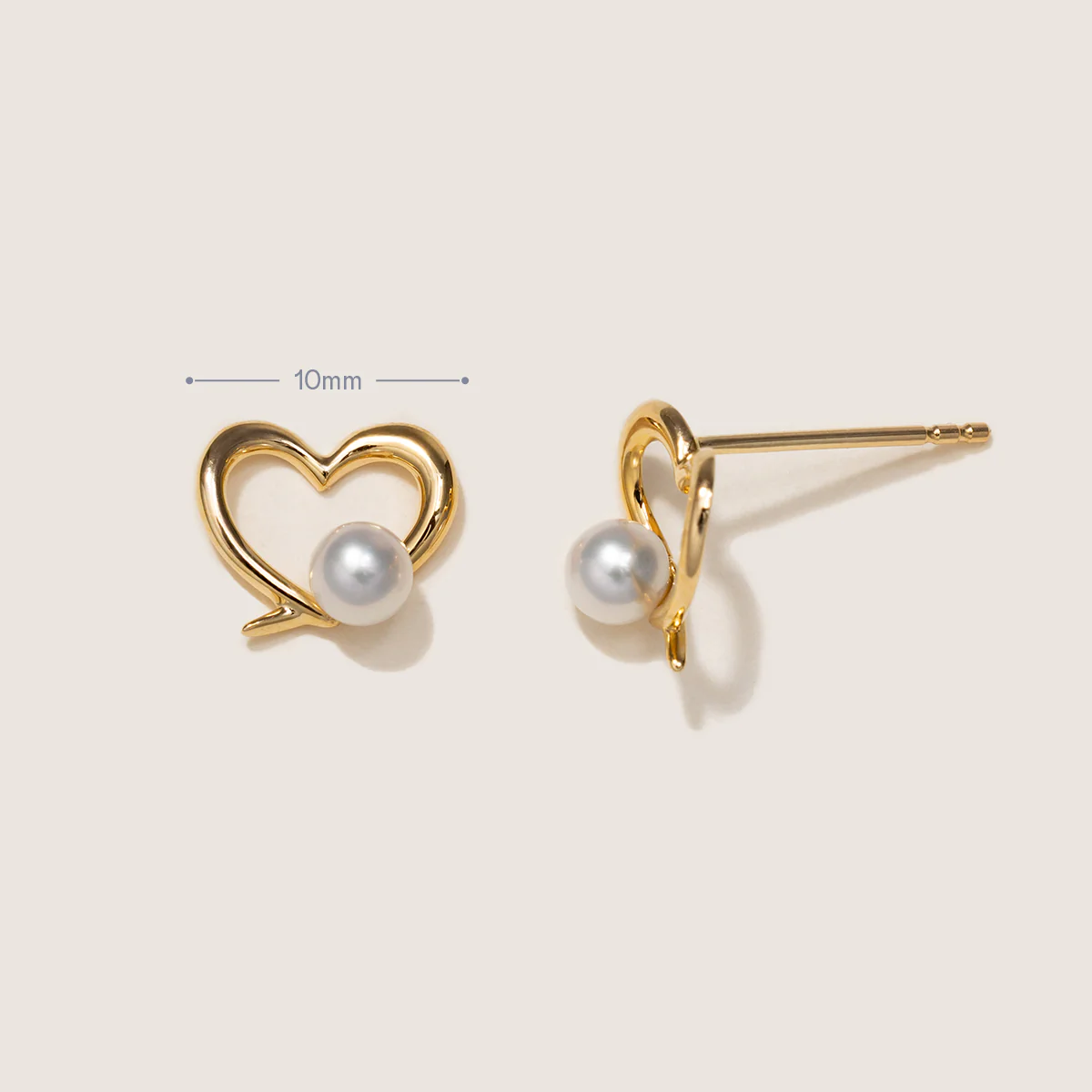 Freshwater Pearl 9K Gold Heart Romance Studs Earrings - Image 5