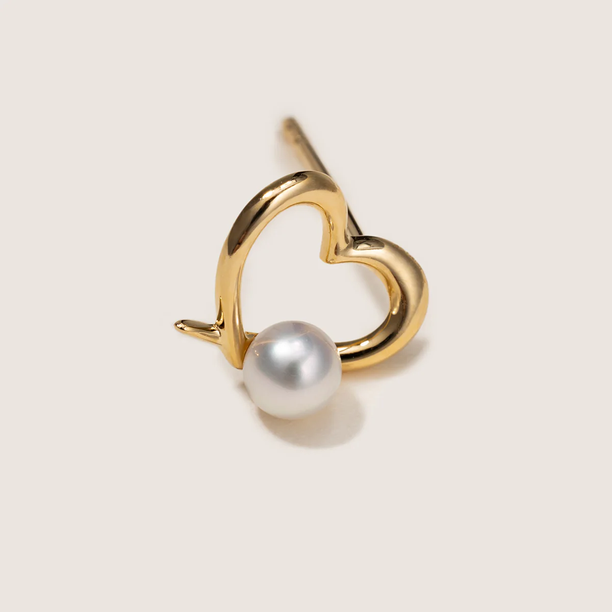 Freshwater Pearl 9K Gold Heart Romance Studs Earrings - Image 9