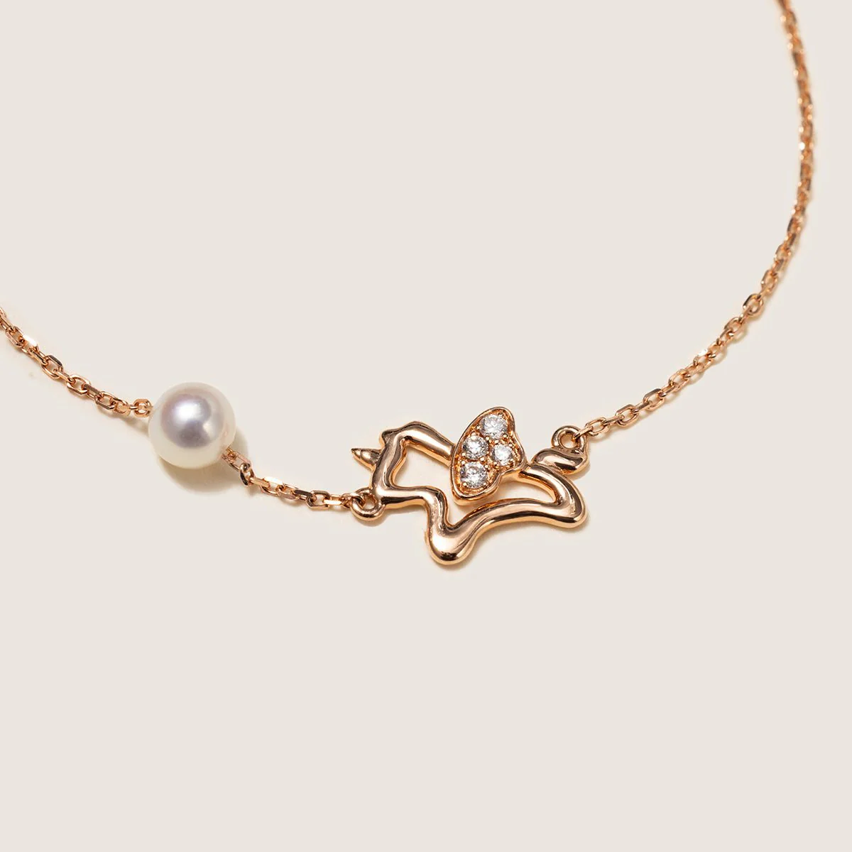 Freshwater Pearl 9K Rose Gold Lab-Grown Diamonds Lucky Flying Horse Bracelet - Image 4